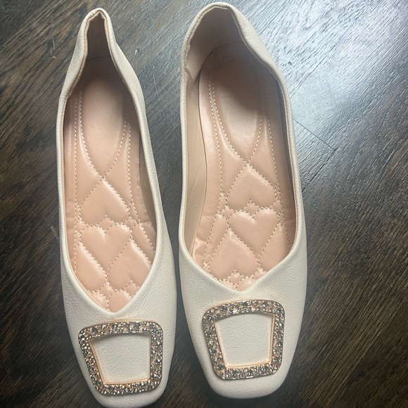 Shoes - NEW Elegant Cream Women's Flats with Embellished Buckle
